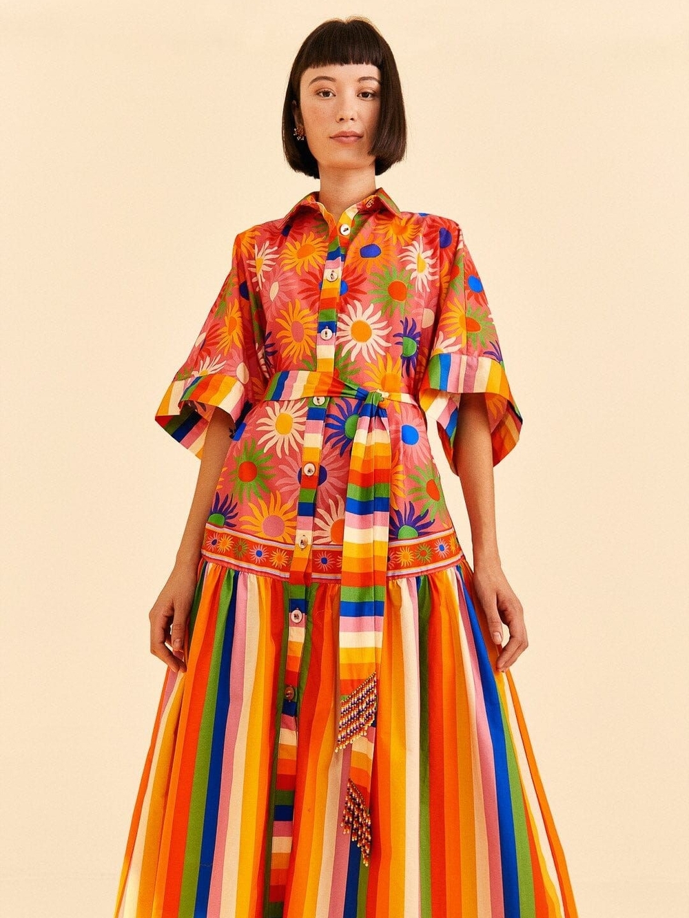 Farm Rio Rainbow Floral Midi Dress | Worn Once | Excellent Condition - Picture 1 of 7